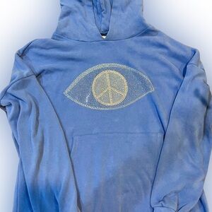 Lauren Moshi Crystal Peace Evil Eye Hoodie Size S